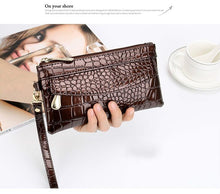 Load image into Gallery viewer, Double Zipper Crocodile Wallet
